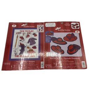 2 Candamar Designs Red Hat Society Counted Cross Stitch Kit Lot Of 2 Sealed
